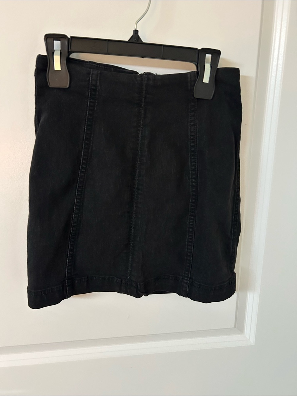 Free People Black Denim Mini Skirt - Classic High Waist Sz 0
